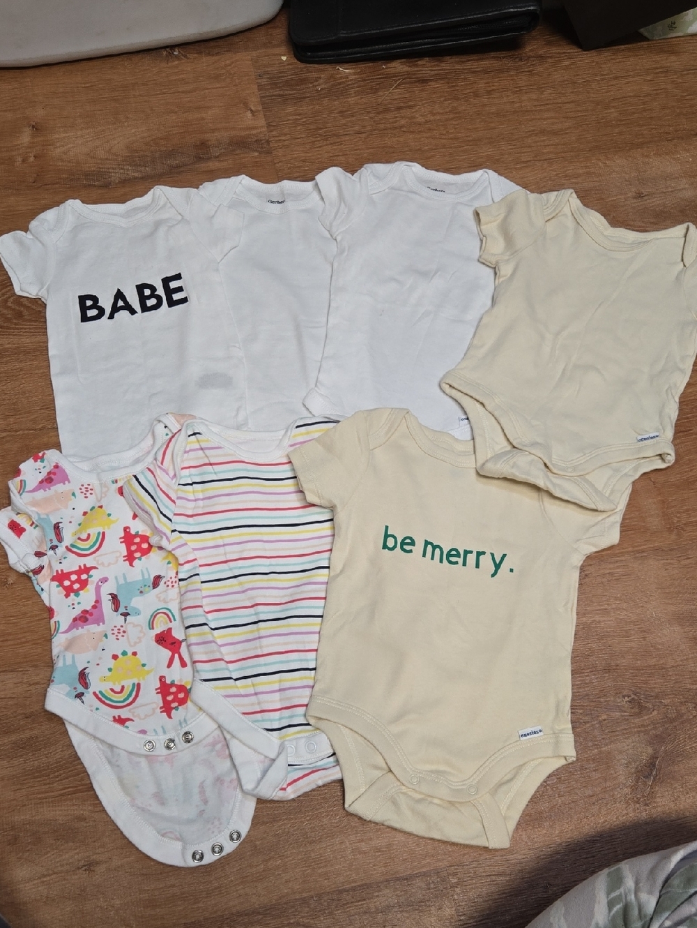 7 Lot Mixed Baby One-Piece Bodysuits Set - White, Cream, Multicolor